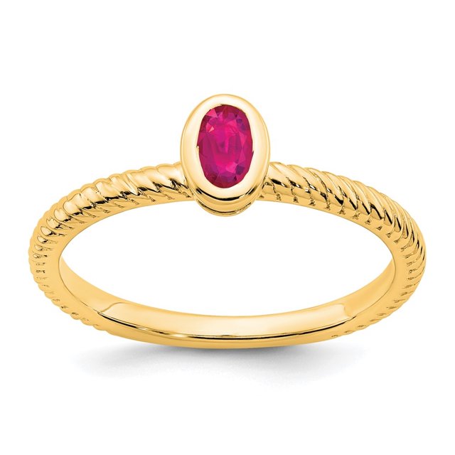 Diamond2Deal 14k Or Jaune Lunette Ovale Bague Rubis for Femmes Taille-