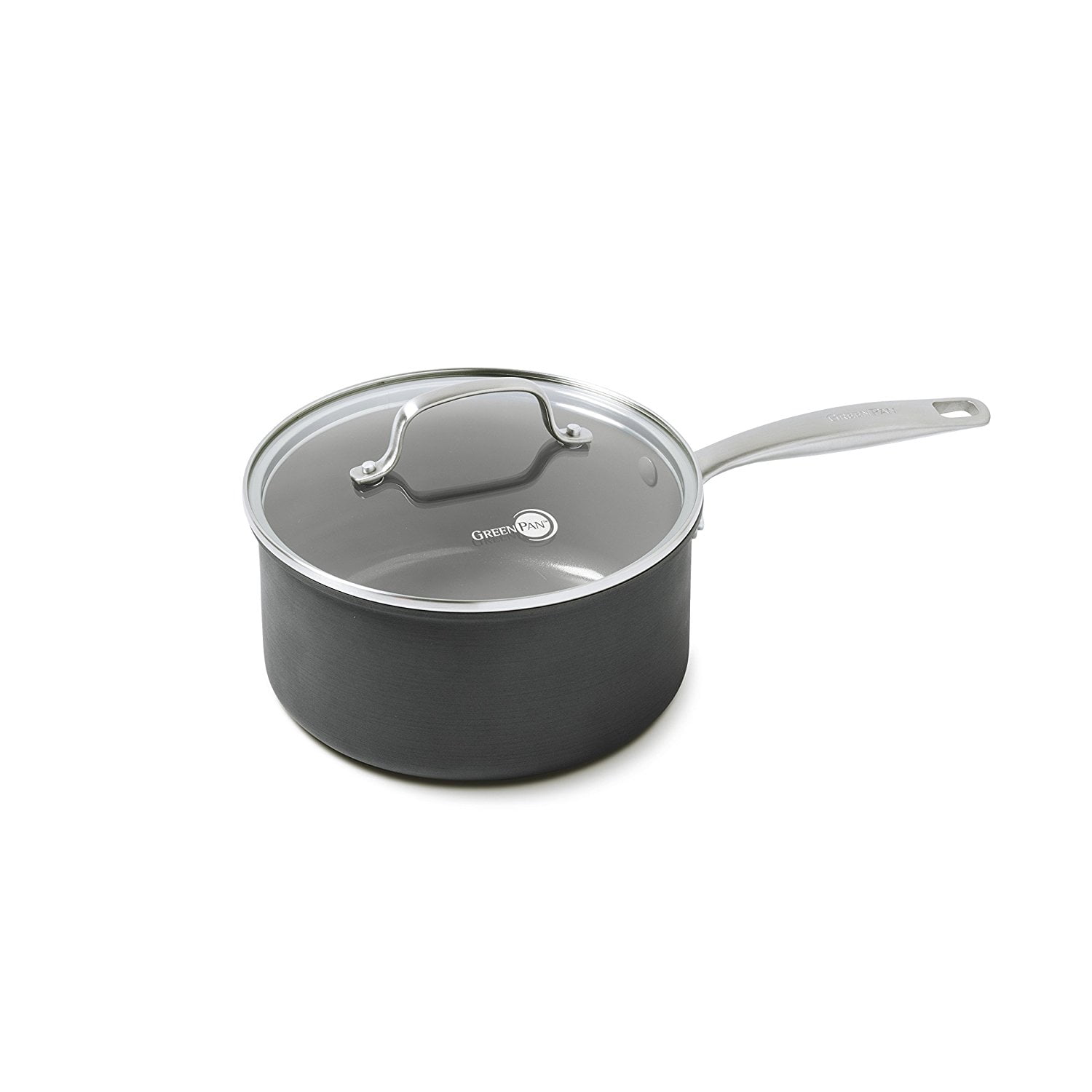 GreenPan Chatham Ceramic NonStick Covered Saucepan, 3 quart, Grey