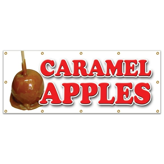 48"x120" CARAMEL APPLES BANNER SIGN candy apple cart sign signs orchard