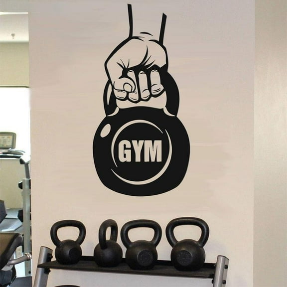 Kettlebell Decals Workout Fitness Vinyl Wall Sticker Garage Gym House Decor Art Motivation Mural Decoration Removable 29x57cm