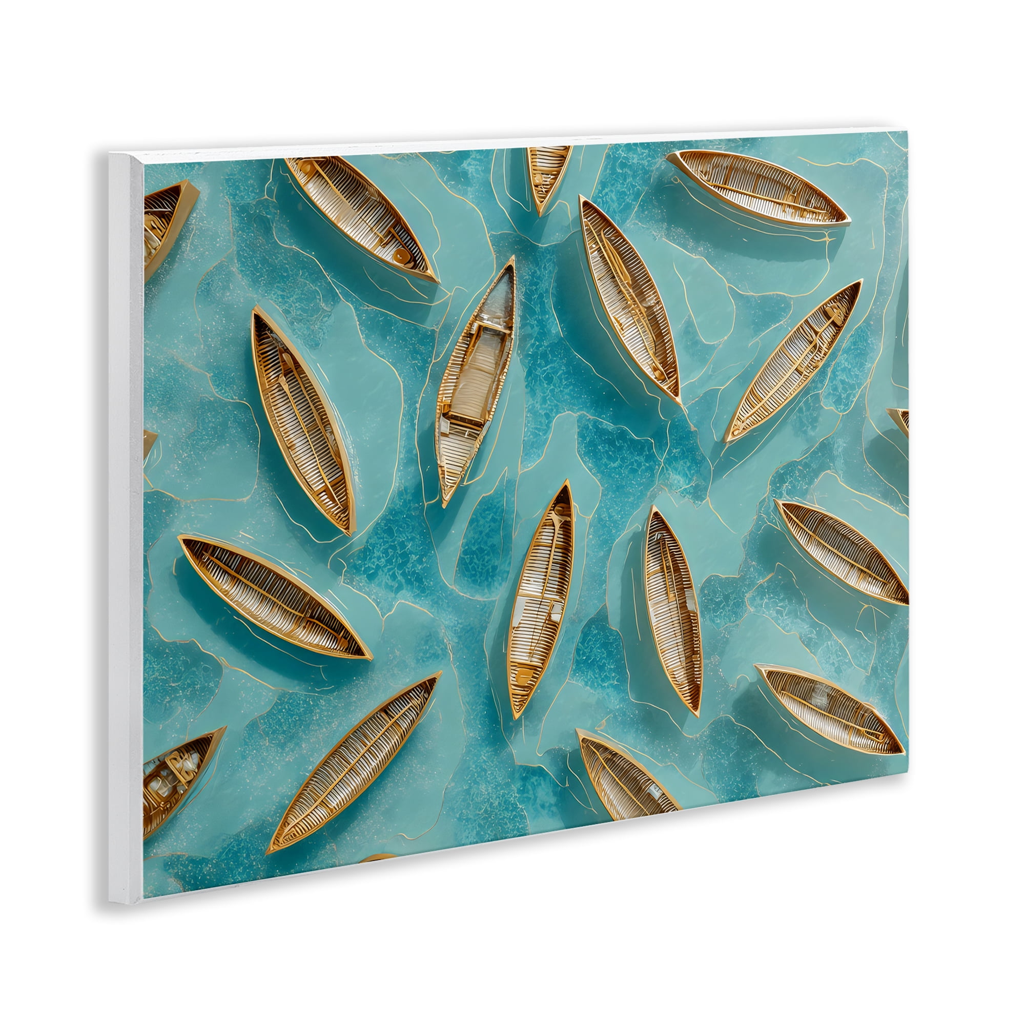 Harmonious Canoes on Water Wall Plaque Art, design by Franklyn Gregory