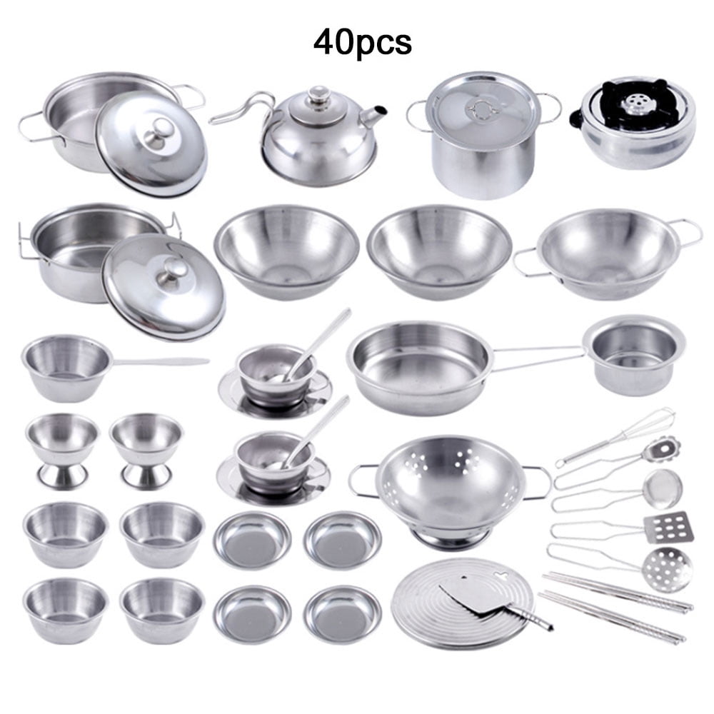 40pcs Stainless Steel Play Pots Pans Set for Toddler Enjoyable Pretend