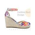 thumbnail image 3 of BLISSFUL STEP Platform Espadrilles Closed Toe Wedge Heel Sandals for Women Blue White 7.5, 3 of 5