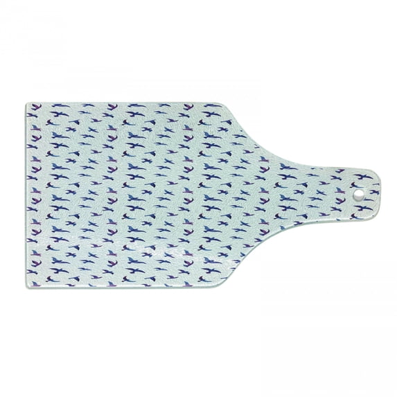Birds Cutting Board, Flock of Flying Pigeons and Doves Transitioned Color Watercolor Design, Decorative Tempered Glass Cutting and Serving Board, in 3 Sizes, by Ambesonne