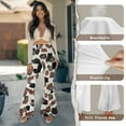 thumbnail image 6 of Xoenoiee Women's Flared Leggings High Waisted Flared Pants Yoga Leggings with Slit Flared Hem Fashionable Bell Bottom Leggings for Yoga, Workout, Work, XS, Cow Print Brown Black Daisy, 6 of 6