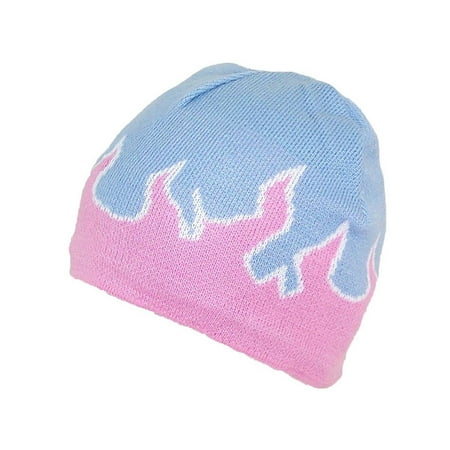 Estetica Designs Pure Stretch Cap - Mega Cap Adult Flames Design Beanie Skull Cap W/Fleece Lining