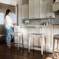 thumbnail image 3 of Maven Lane Adrien Backless Saddle Kitchen Stool, Reclaimed Oak, Set of 4, 3 of 6