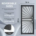 thumbnail image 5 of Grisham Deluxe Steel Security Door,36'' x 80'' Metal Tempered Glass Door Screen Replacement Enter Doors,Storm Door (469 Black), 5 of 7
