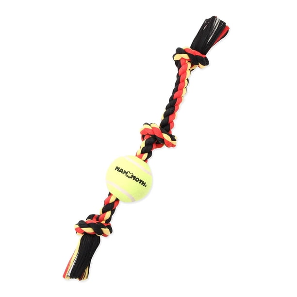 Juguete de Cuerda Mammoth Flossy Chews Multicolor con Pelota de Tenis para Perro Mediano