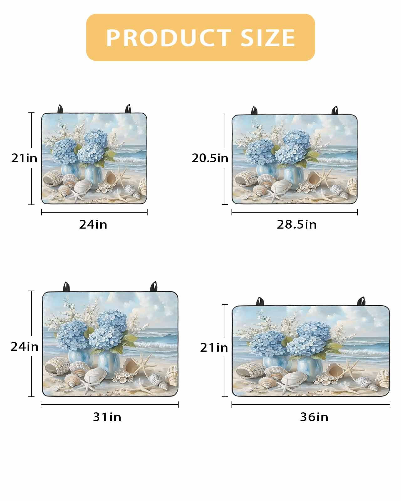 nqOlkjepod Large Induction Cooktop Protector Mat 24"x21", Hydrangeas Flowers Stove Top Covers for Electric Stove, Coastal Seaside Starfish Summer Stove Burner Cover Mats, Glass Top Stove Cover
