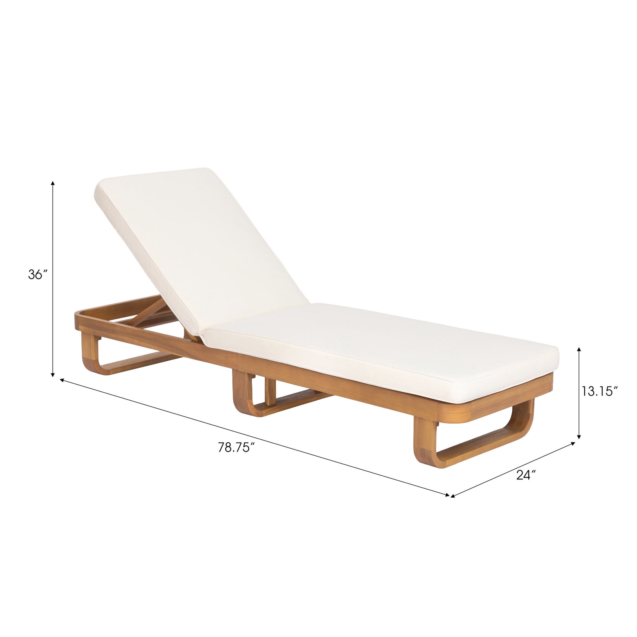 Christopher Knight Home Modern Acacia Wood Outdoor Chaise Lounge with Adjustable Backrest, Beige Cushion, Natural