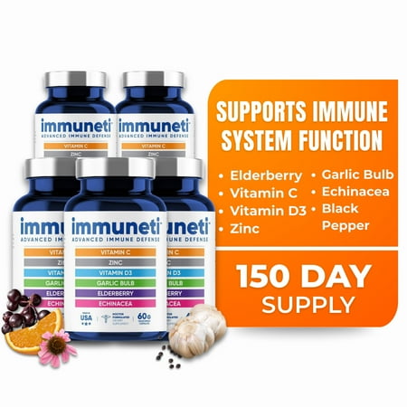 Immuneti - Advanced Immune Defense 6-in-1 - Vitamin C, Echinacea, Elderberry, Vitamin D, Zinc, Garlic