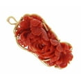 thumbnail image 6 of Genuine natural red coral flower pendant enhancer lapel pin brooch 14k gold, 6 of 8