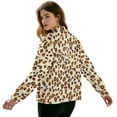 thumbnail image 3 of SCRAWLGOD Leopard Print Brown Beige Women's Crewneck Zip up Long Sleeve Jacket with Pockets Running Sweatshirts Jackets Hoodless Stylish Soft Lightweight Coat, XXL, 3 of 7