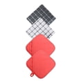 thumbnail image 4 of Transemion Gants de Cuisine en Silicone pour Micro-Ondes Ensemble Support de Pot Mitaines de Four en Coton Résistant à la Chaleur Gants de Barbecue pour Cuisiner Mitaines de Barbecue Rouge, 4 of 6