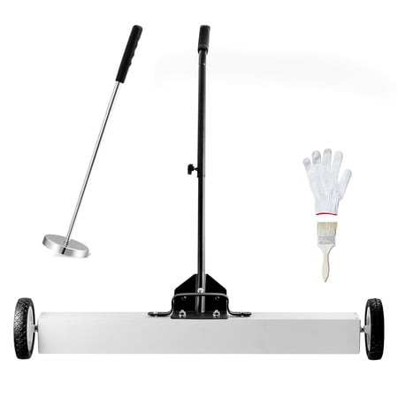 55 lbs Capacity Magnetic Sweeper with Wheels Adjustable Handle and Telescoping Pickup Tool for Nails Screws in Garage Workshop Yard