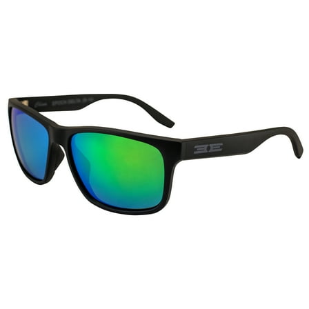 Epoch Eyewear Delta Arkansas Polarized Sunglasses for Men or Women Black Frame w/Polarized Green Mirror Lens