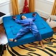 thumbnail image 2 of Jaxx Zipline Kids Sofa & Large Ottoman, 3 in 1 Fold Out Sofa, Big Kids Edition, Blueberry, 2 of 10