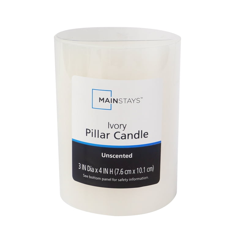 Mainstays 3 x 4 Unscented Ivory Pillar Candles, 2-Pack photo 2
