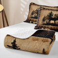 thumbnail image 4 of meiyoeat Vintage Deer Silhouette Bed Spread Queen, Rustic Paw Print Queen Coverlet Set For Boys Kids,3 Pieces, 4 of 7