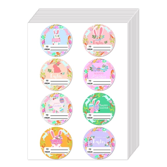 Deeceymbur Easter Stickers Gift Tags Self Adhesive Labels Bunny Egg Designs Holiday Crafts Party Decorations Scrapbooking Supplies Name Labels