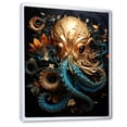 thumbnail image 2 of Designart "Golden Underwater World Of The Octopus" Octopus/Squid Floater Framed Wall Art Living Room, 2 of 5