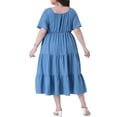 thumbnail image 4 of DARING DIVA Plus Size Sweetheart Neck Ruffle Flowy A Line Dress 1X Blue, 4 of 6