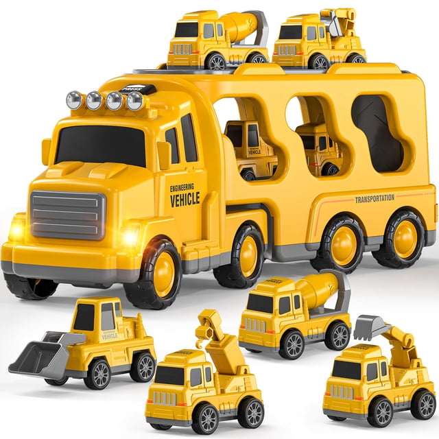 Camión de construcción de juguete TEMI para niños de 3 a 5 años con 5 coches