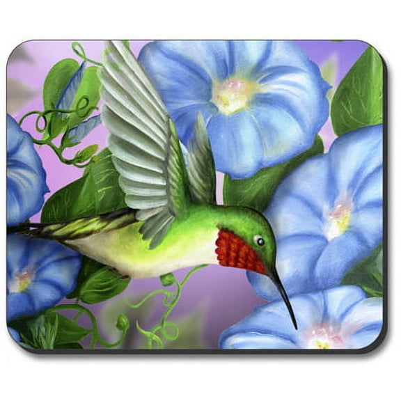 Art Plates Mouse Pad - Hummingbird & Flowers