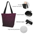 thumbnail image 5 of Horeoi Dark Purple Glitter Print Shoulder Bag for Women Large Capacity Zipper Tote for Shopping Beach Travel Gym with Inner Pocket, 5 of 7