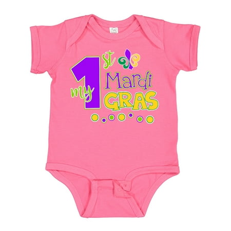 

Inktastic My 1st Mardi Gras with Dots Gift Baby Boy or Baby Girl Bodysuit