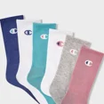 thumbnail image 3 of Champion Iconic Essentials Women's 6pk Cushioned Crew Socks - Pink/Gray/White/Teal/Blue 4-10, 3 of 4