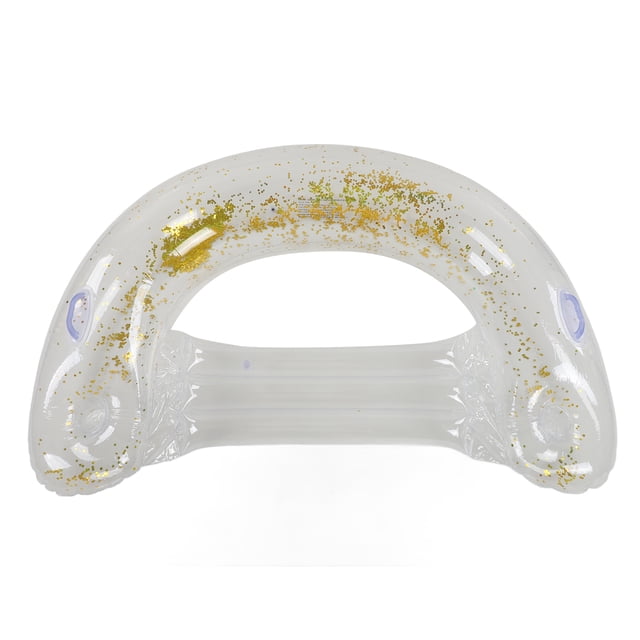 Colchón inflable duradero para piscina, colchón flotante, juguete acuático de verano con lentejuelas doradas.