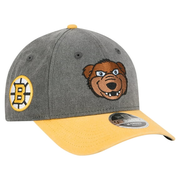 Men's New Era Black/Gold Boston Bruins Mascot 2-Tone 9FORTY Adjustable Hat