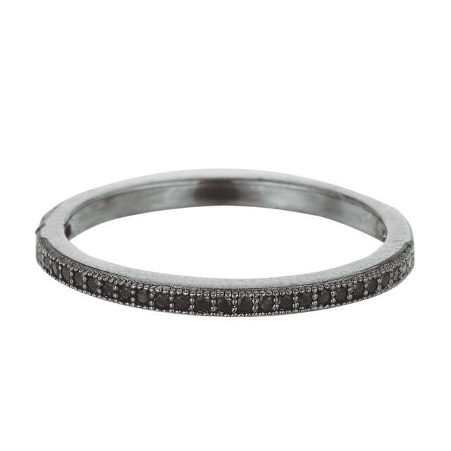 Sterling Silver Ruthenium Finish Milgrain Cubic Zirconia Ring