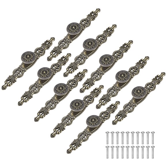 Uxcell 10-Pack Perillas de Gabinete de Bronce Aceitado, Manijas de Aleación de Zinc de 6.5" de Largo [Bronce]