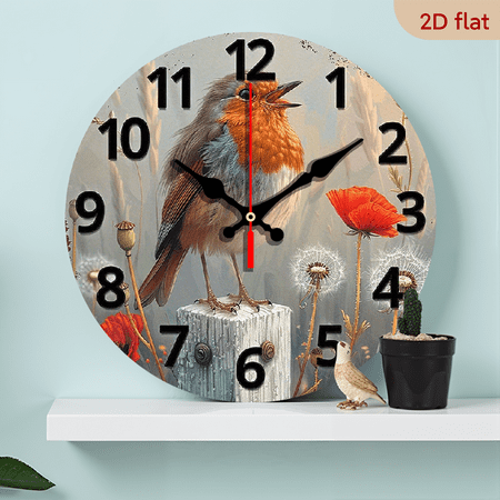 2D Flat 1pc 10Inch Rustic Wall Clock Non Ticking Wooden Design with Vintage Distressed Finish, Sizes for Living Room, Bedroom, Kitchen, Entryway, Office Decor