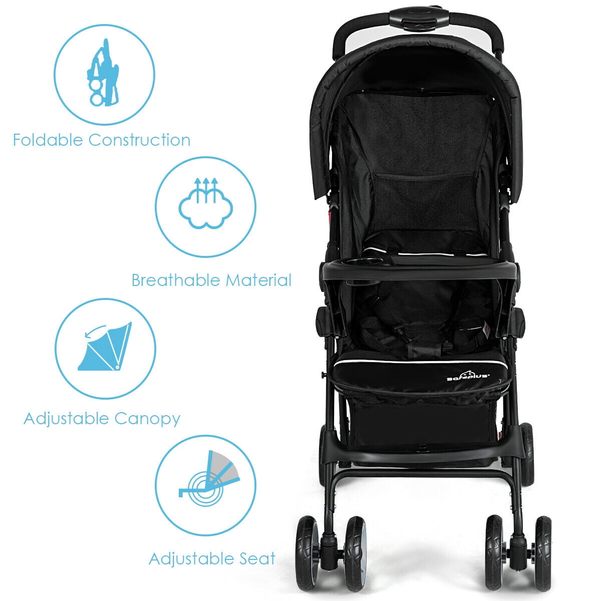 Costway Foldable Lightweight Baby Stroller Travel Pushchair 0-36 Months Age Group 13 lbs Black