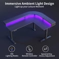 thumbnail image 5 of FEZIBO Triple Motor L Shaped Stadning Desk with LED Strip & Power Outrlets，63 inches Height Adjustable Stand up Corner Desk with Ergonomic Monitor Stand, Black Frame/Black Top, 5 of 9