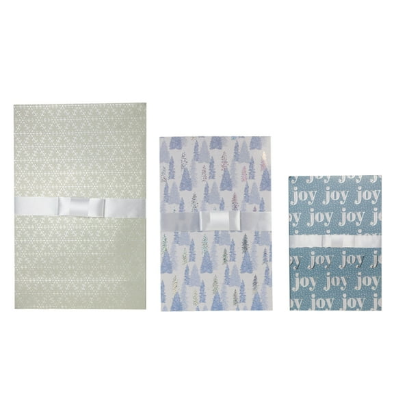 Wrap In A Hurry Christmas Apparel Box Set, Silver Joy, Assorted Sizes, 3 Count