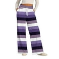 thumbnail image 6 of Women's Striped Print Wide Leg Pants, Casual Comfortable Lounge Trousers for Spring and Autumn, Soft Breathable Leisure Pants with Fashionable Pattern, All Season Versatile Bottoms for Daily Wear, 6 of 6