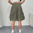 thumbnail image 7 of LWavelet Women's Side Drawstring Cargo Shorts Loose Fit Casual Summer Shorts for Outdoor Daily Army Green M, 7 of 7