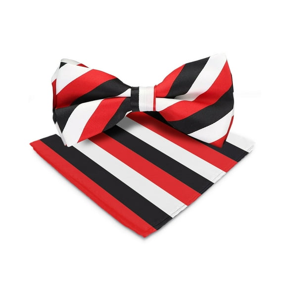 Vittorio Farina Striped Bow Tie & Pocket Square