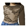 thumbnail image 2 of AMERTEER T-shirt à Col Rond pour Femmes à Manches Longues Rétro Floral Slim Base Shirt, 2 of 5