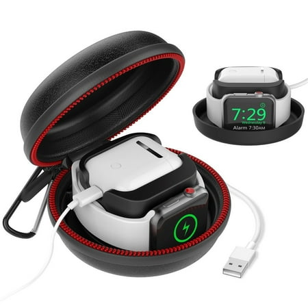 Chargers Christmas Moretek Apple Watch Charging Stand AirPods Charging Docking, 2 in 1 Portable Silicone Charger Holder Station for Apple Watch Airpods Thanksgiving, Christmas ()