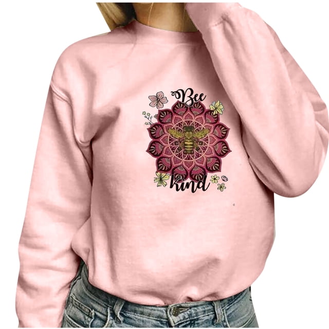 CEHVOM Femmes Décontractée Impression en Vrac Manches Longues Sweat-Shirts Hauts