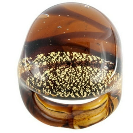Italian Murano Glass Flower - Mia Collection: Multicolor Murano Glass Dome Ring Made in Italy