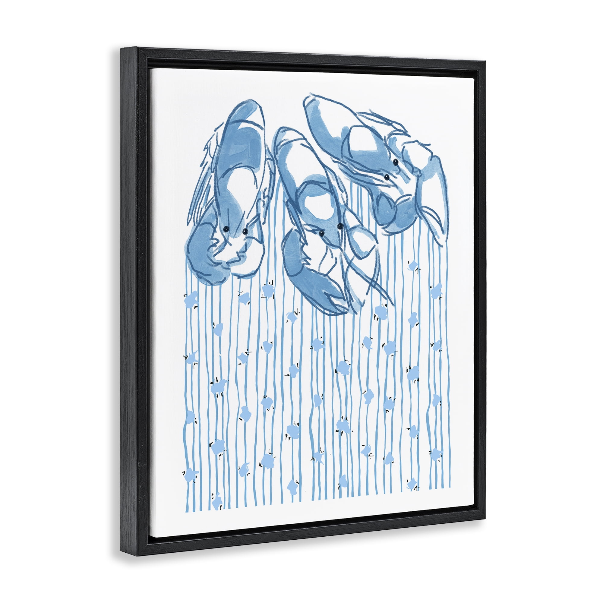 Stupell Industries Lobster Trio with Strings Black Framed Floater Canvas Wall Art, design by Melissa Tilley