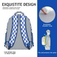 thumbnail image 5 of Blue White Checkered Backpack for School,Cute School Bag,Schoolbag with Adjustable Shoulder Straps & Padded Back,15.3"x11"x6.7", 5 of 6