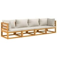 thumbnail image 3 of vidaXL 4 Piece Patio Lounge Set with Light Gray Cushions Solid Wood, 3 of 5
